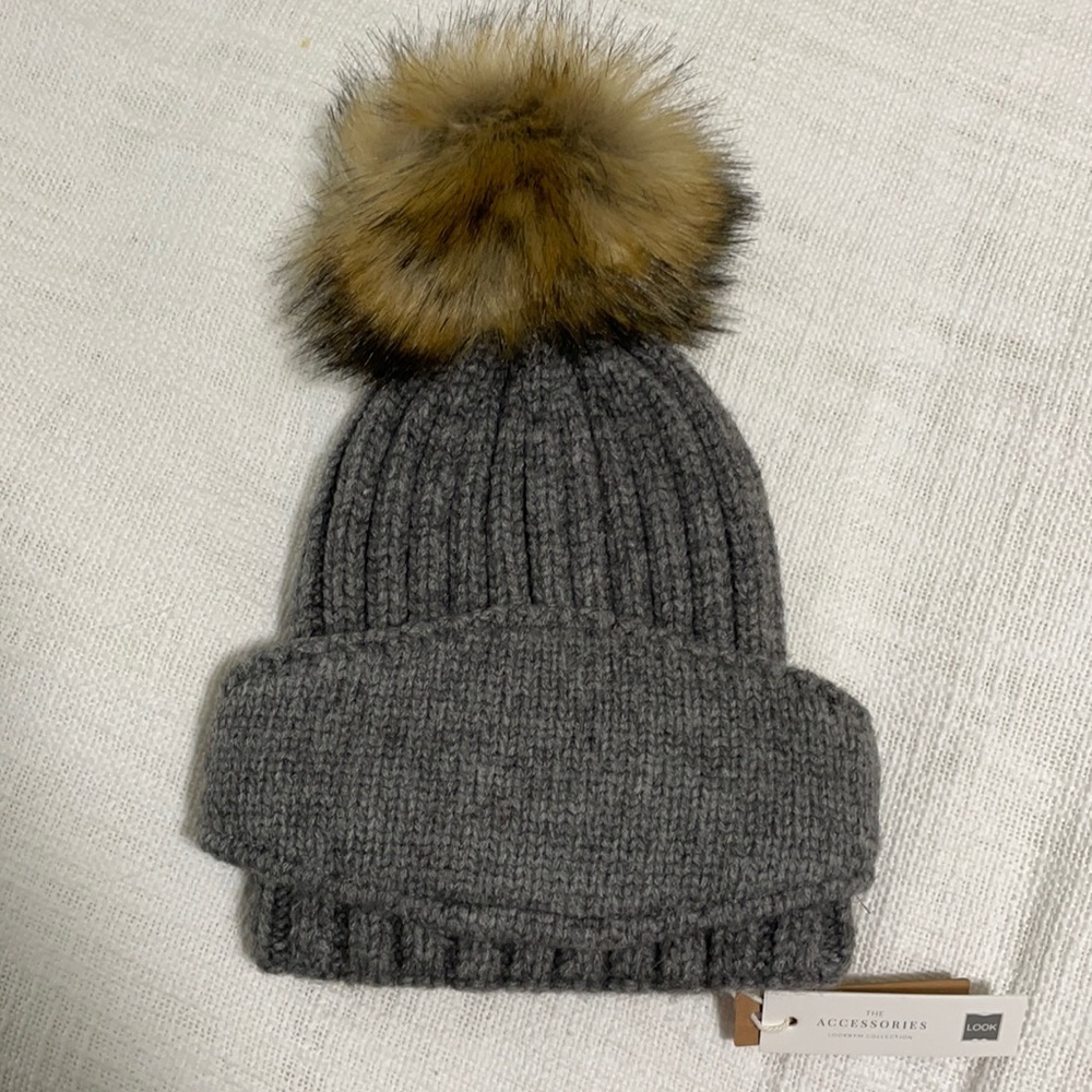 Grey Chunky Ribbed Masked Hat❄️